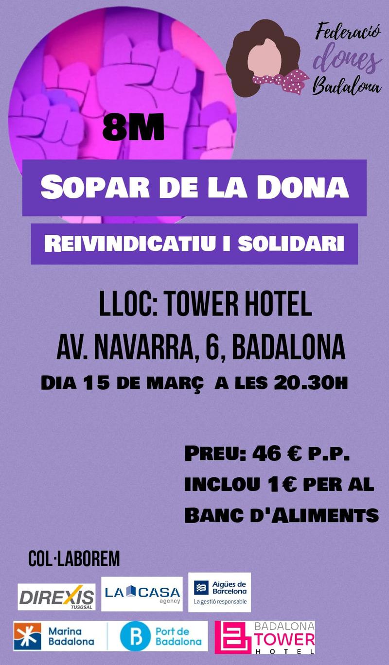 La Federació de Dones de Badalona celebra un sopar reivindicatiu i solidari
