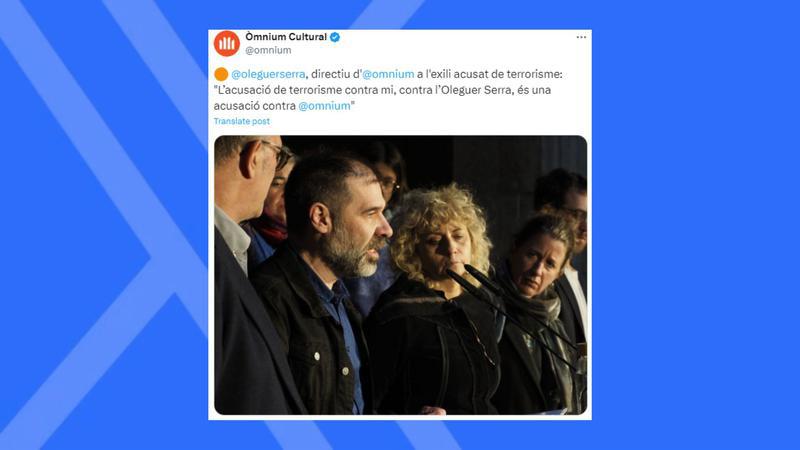 L'Audiència Nacional cita a declarar el badaloní exiliat Oleguer Serra per cas Tsunami Democràtic