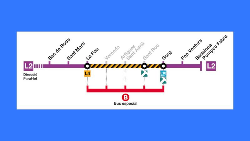 La línia 2 de metro entre La Pau i Gorg, sense servei durant el cap de setmana