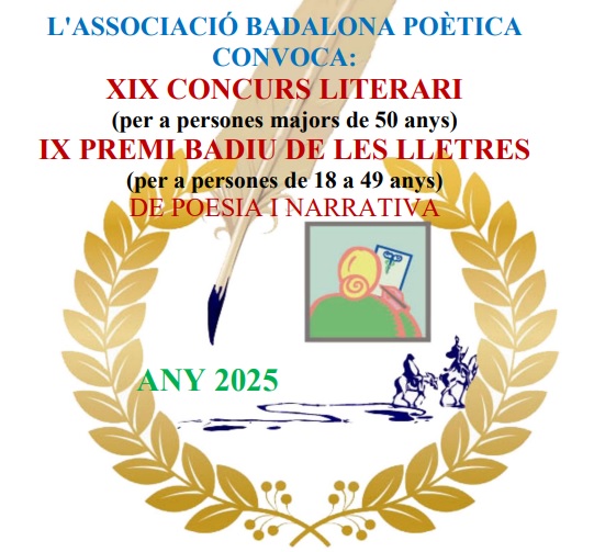 L'Associació Badalona Poètica convoca el XIX concurs literari i el IX Premi Badiu de les LLetres 