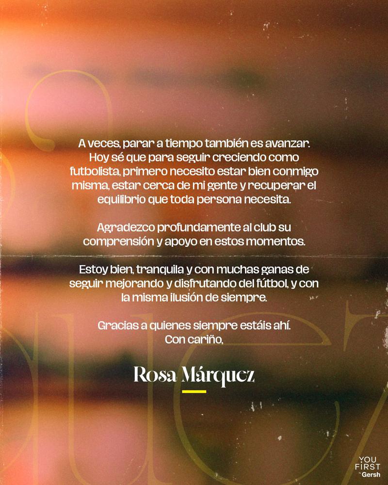 Rosa Márquez: aturada per motius personals i traspàs al Sevilla