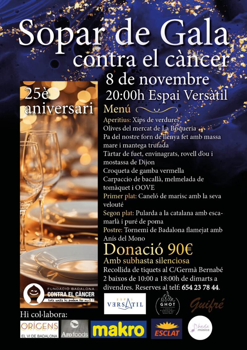 La Fundació Badalona Contra el Càncer organitzar el seu primer sopar solidari aquest dissabte
