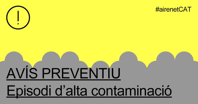 S'activa l'avís preventiu per contaminació de l'aire