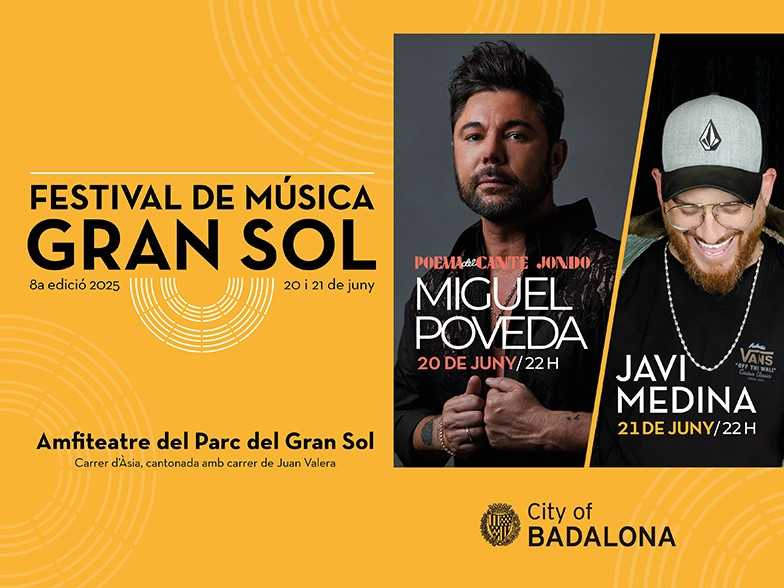 Miguel Poveda actuarà el 20 de juny i Javi Medina ho farà el 21 al Parc de Gran Sol