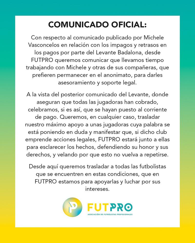 L'Associació de futbolistes professionals es posiciona en el 'cas Vasconcelos'