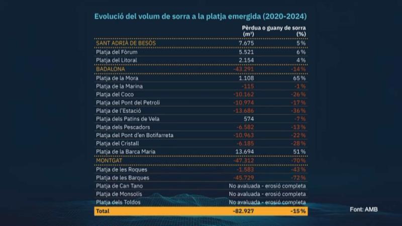 evolució volum sorra 25 anys