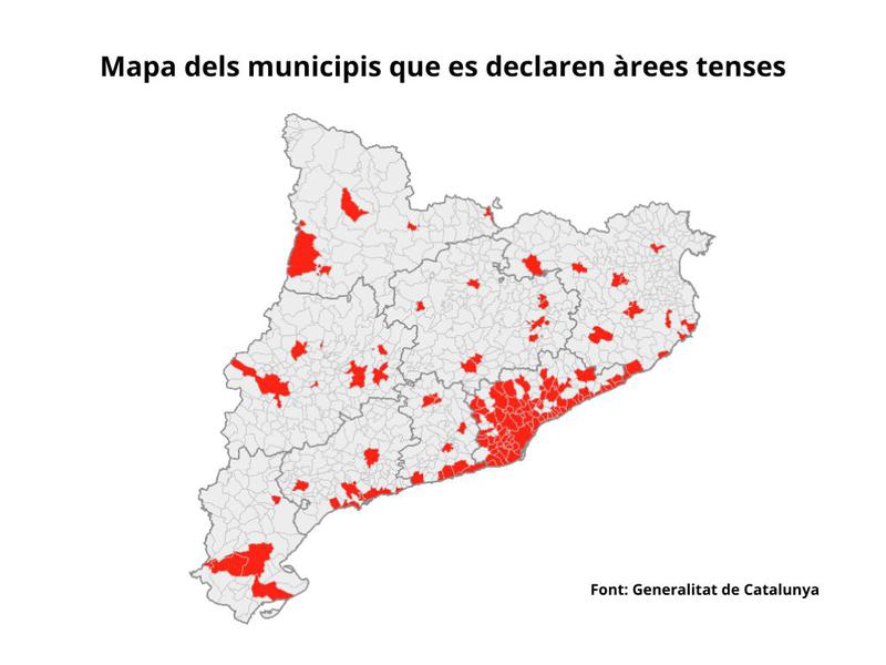 Mapa dels municipis que es declaren àrees tenses