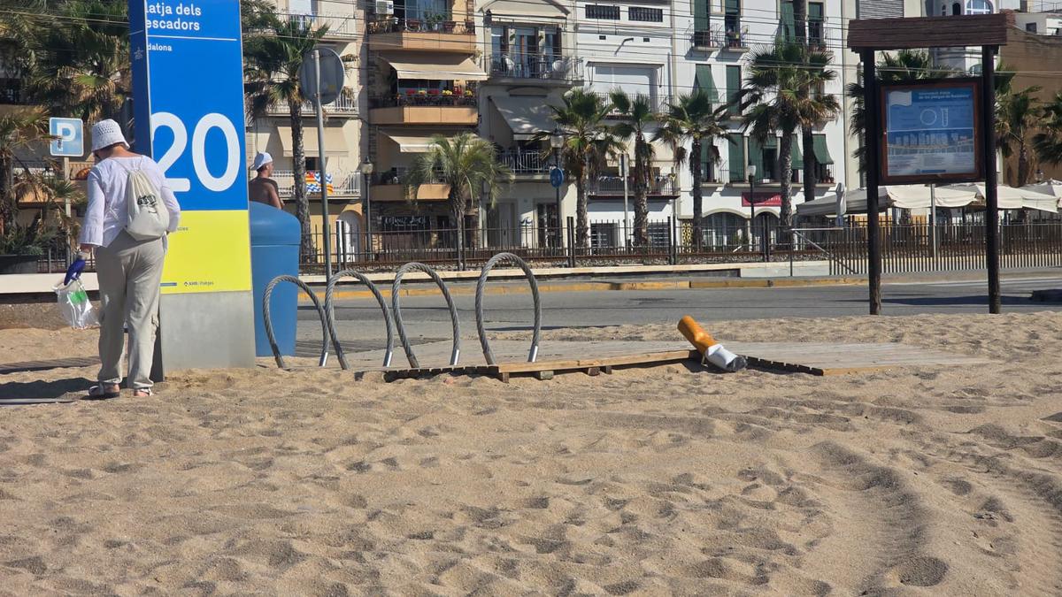 <p>Un grup de quinze voluntaris recull 621 burilles en una part de la platja dels Pescadors</p>
